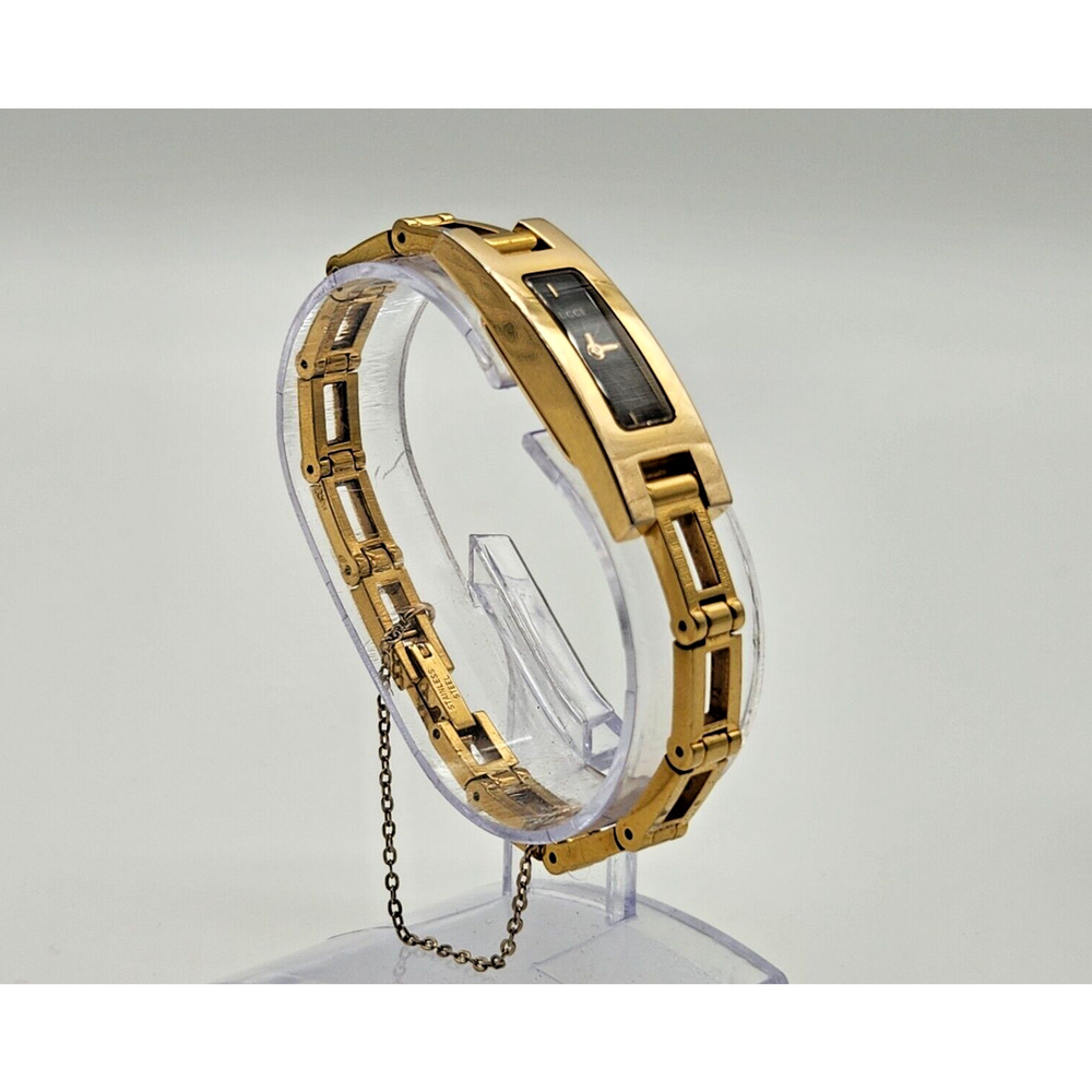 Gucci 3900L Watch Rectangle Ladies Black 13mm Vintage Quartz Swiss Made